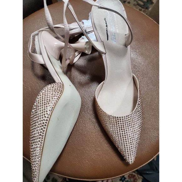 Jeffrey Campbell Women's Blush Zivote Rhinestone Pointed-Toe Slingback Pumps 8 - Picture 3 of 6